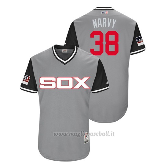Maglia Baseball Uomo Chicago White Sox Omar Narvaez 2018 Llws Players Weekend Narvy Grigio